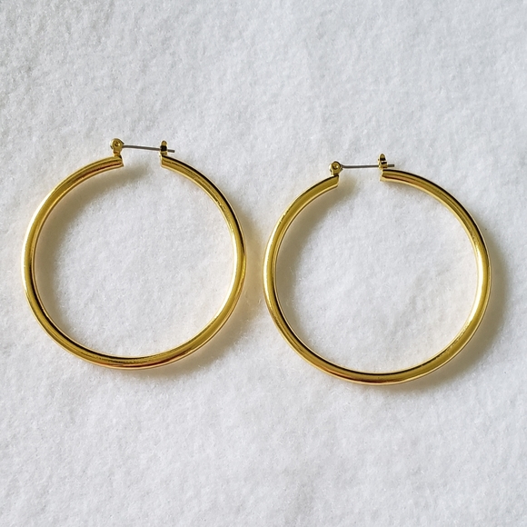 2" Yellow Gold Hoops - Picture 3 of 6